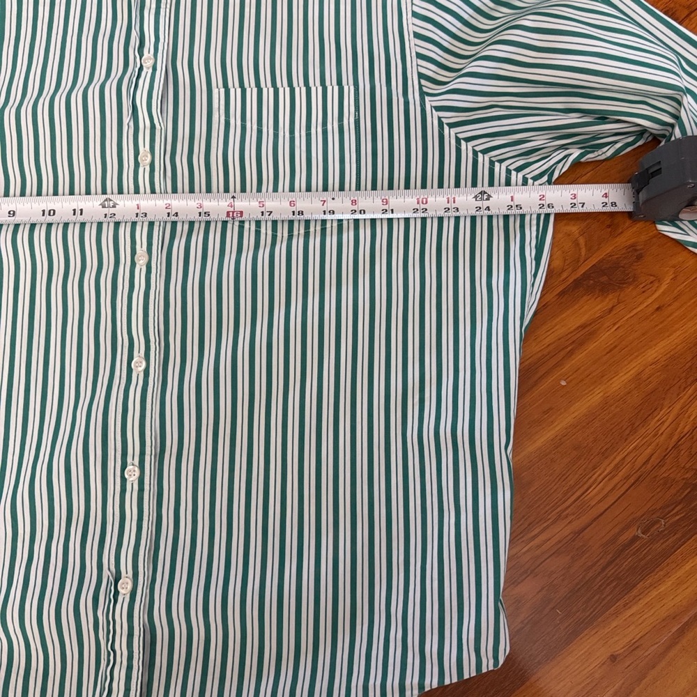 GAP Green and White Vertical Stripe Button-Down Shirt - Picture 5 of 7